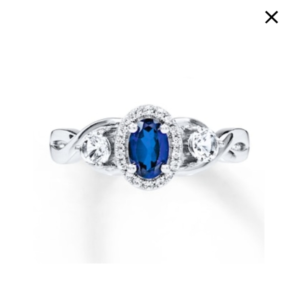 Blue & White Sapphire ring in 925 sterling silver